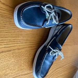 Sperry Top-Sider, WOMENS size 9.5. Color: bluefish navy/plaid sequins
